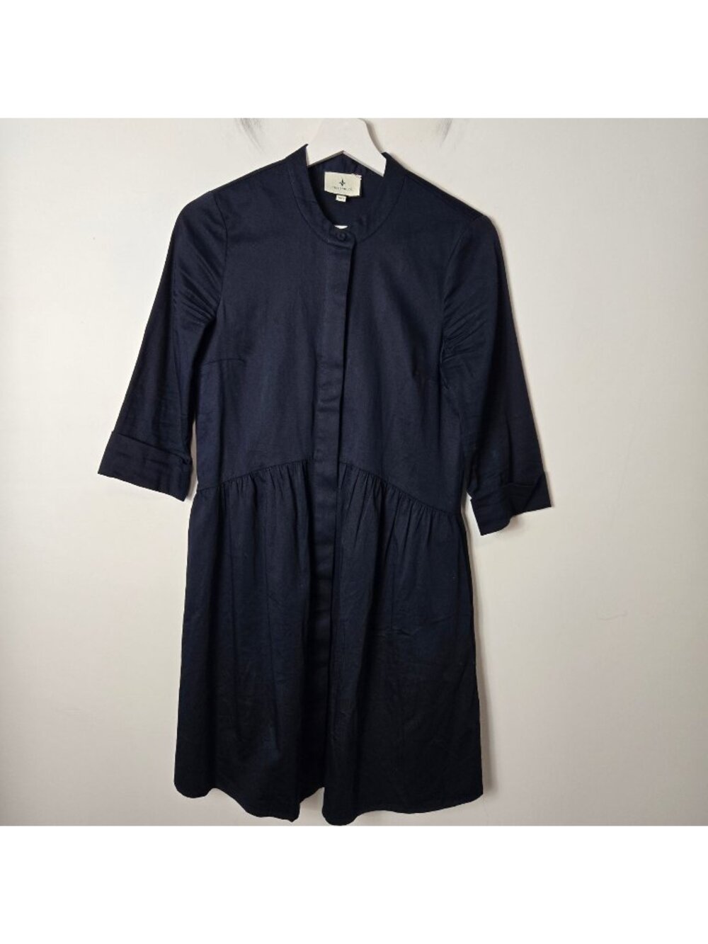 Tuckernuck Size XXS Royal Full Button Front Shirt Dress 3/4 Sleeve Poplin Cotton
